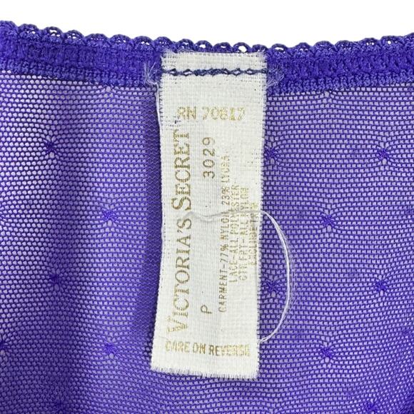 Vintage Victoria's Secret Purple Lace Teddy P XS Sheer High Cut Leg Bodysuit - Picture 6 of 7